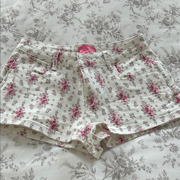 Sugar Thrillz Pants - Sugar Thrillz Pink Floral High Waist Shorts